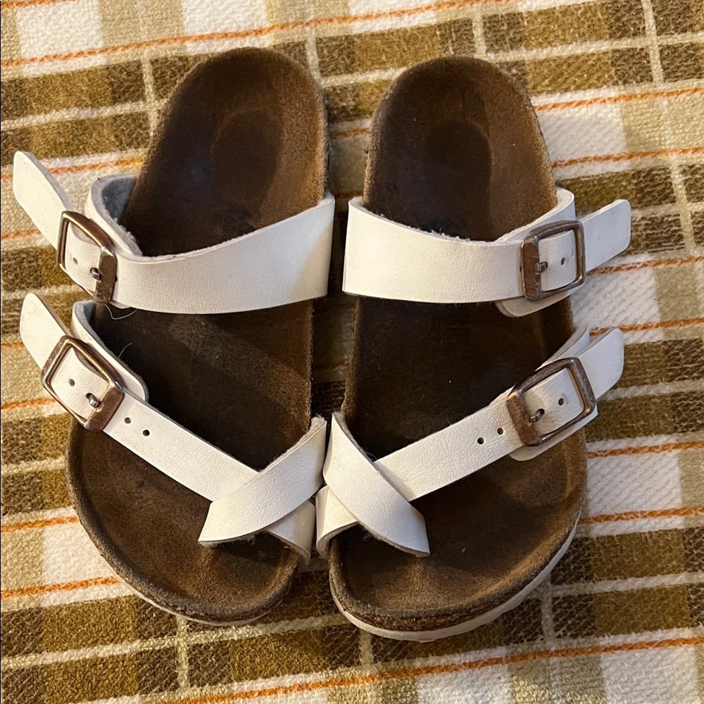 Birkenstock Kids White Double Strap Sandals - Picture 1 of 4